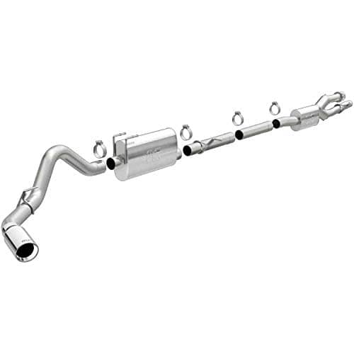 MagnaFlow Cat-Back Performance Exhaust System 19530 - Street Series, Stainless Steel 3.5in Main Piping, Single Passenger Side Rear Exit, Polished Finish 5in Exhaust Tip - Truck Exhaust Kit